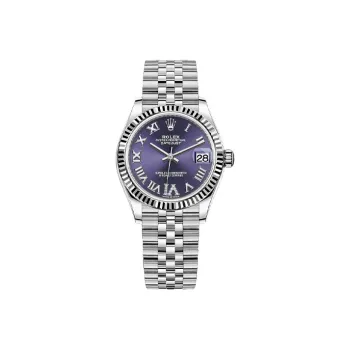 ROLEX Log Series Automatic Mechanical Movement Women's Watch 31mm Purple Watch Dial Oystersteel Case Oystersteel Strap