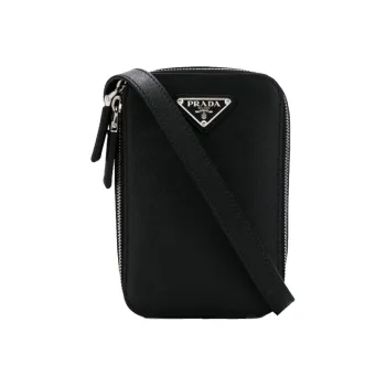PRADA Cow Leather Fanny Pack Sling Bags Unisex Black