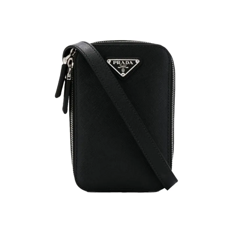PRADA Cow Leather Fanny Pack Sling Bags Unisex Black-0
