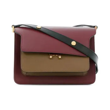 MARNI Trunk Cow Leather One Shoulder Handbag Women's Burgundy