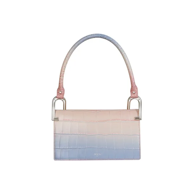 APEDE MOD Cow Leather Square Bag Shoulder Bag Handbag Shoulder Bag Women's Nox Rainbow Gradient Crocodile Pattern-0