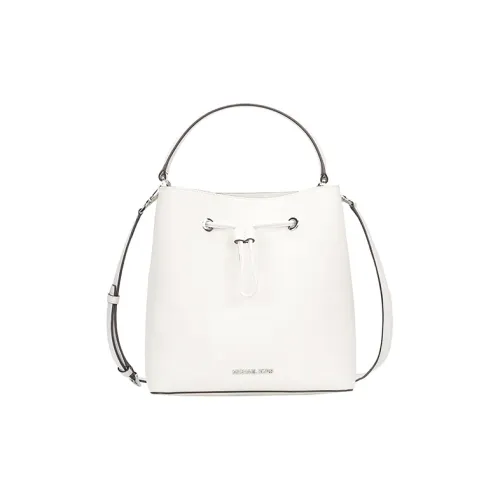 MICHAEL KORS Suri Cow Leather Bucket Bag, One Shoulder Handbag Large Size Women's Pure White