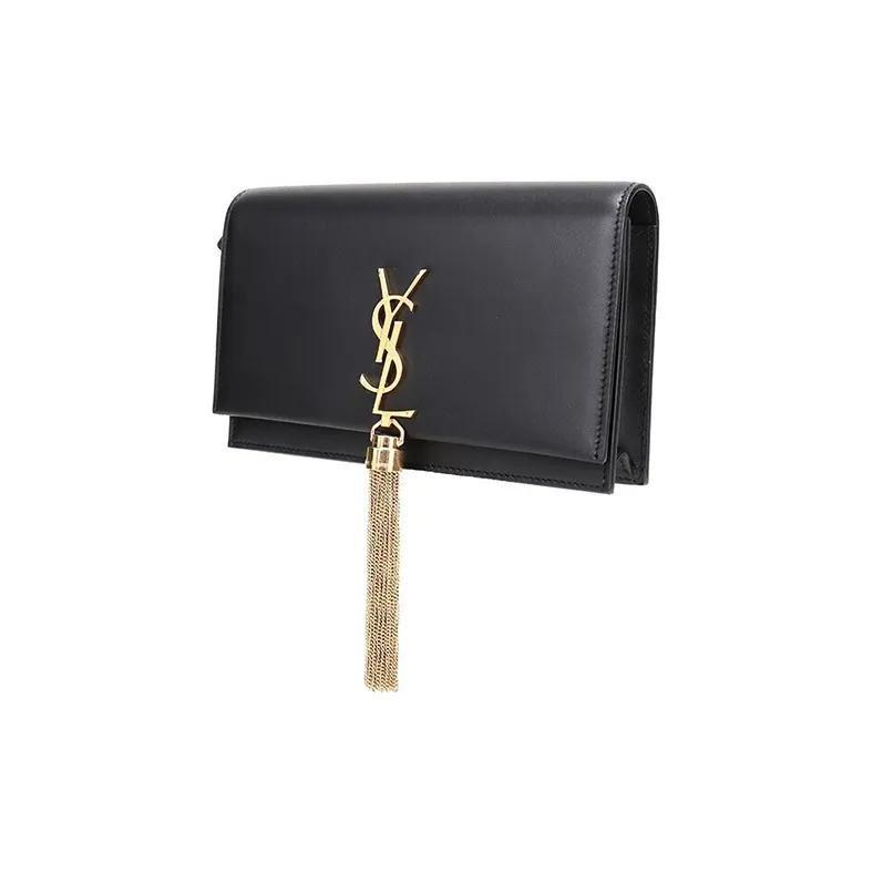 SAINT LAURENT Cow Leather Fringe Bag Wallet, Crossbody Bag, Shoulder Bag Women's Black-1