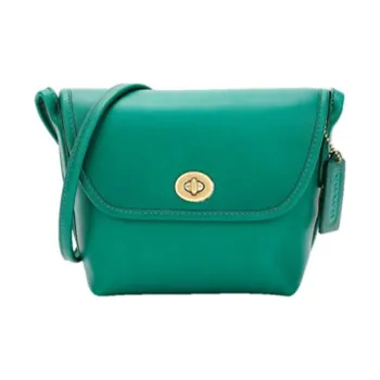 COACH Turnlock Cow Leather Crossbody Bag, Shoulder Bag Trumpets Women's Green