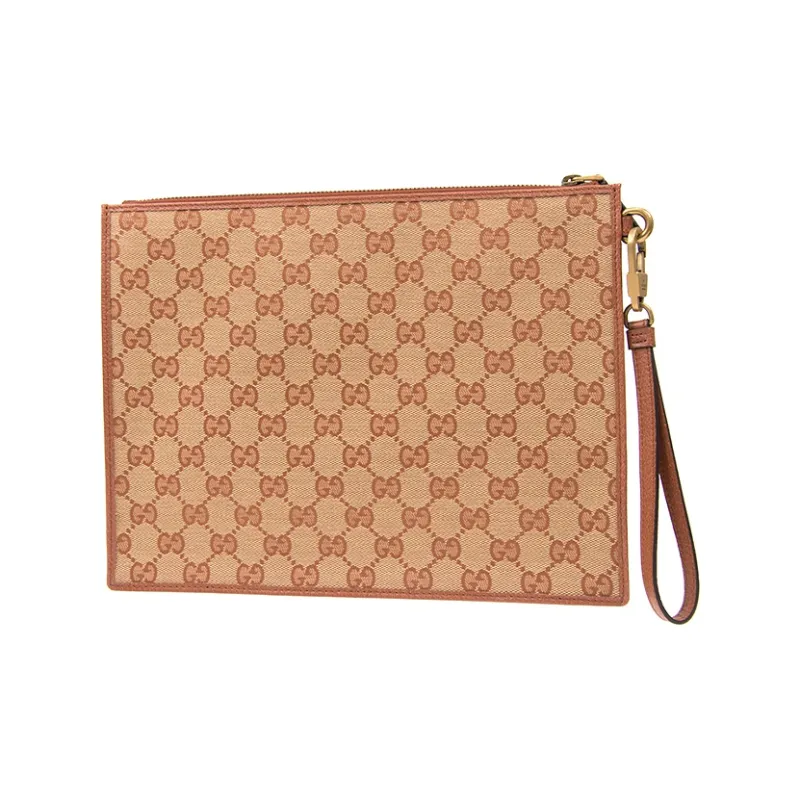 GUCCI NY Yankees New York Yankees Collaboration Canvas With Leather Clutch Regular Unisex Coffee-2