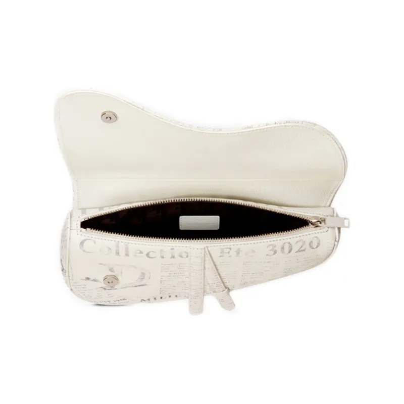 DIOR Saddle Cow Leather Saddle Bag One Shoulder Crossbody Fanny Pack Sling Bag Men's White-2