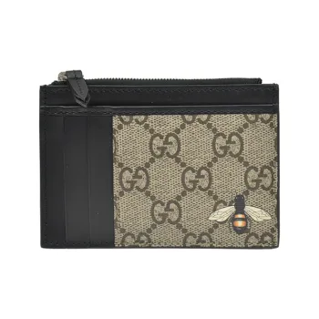 GUCCI Canvas With Leather Coin Purse Unisex Black/Ebony
