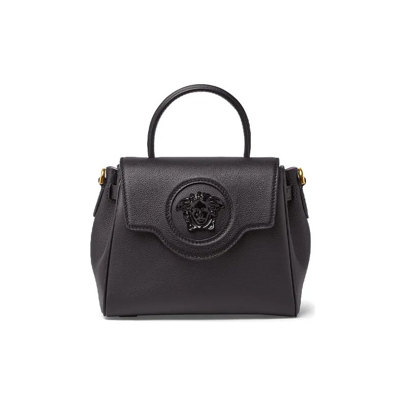 VERSACE La Medusa Cow Leather Shoulder Bag Crossbody Bag Handbags Small Size Women's Black-0