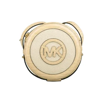 MICHAEL KORS Aidy Leather Round Bag, Shoulder Bag, Crossbody Bag Women's Beige Yellow