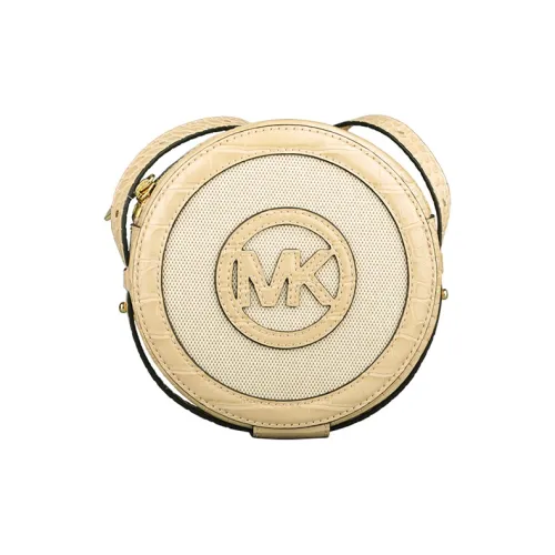MICHAEL KORS Aidy Leather Round Bag, Shoulder Bag, Crossbody Bag Women's Beige Yellow