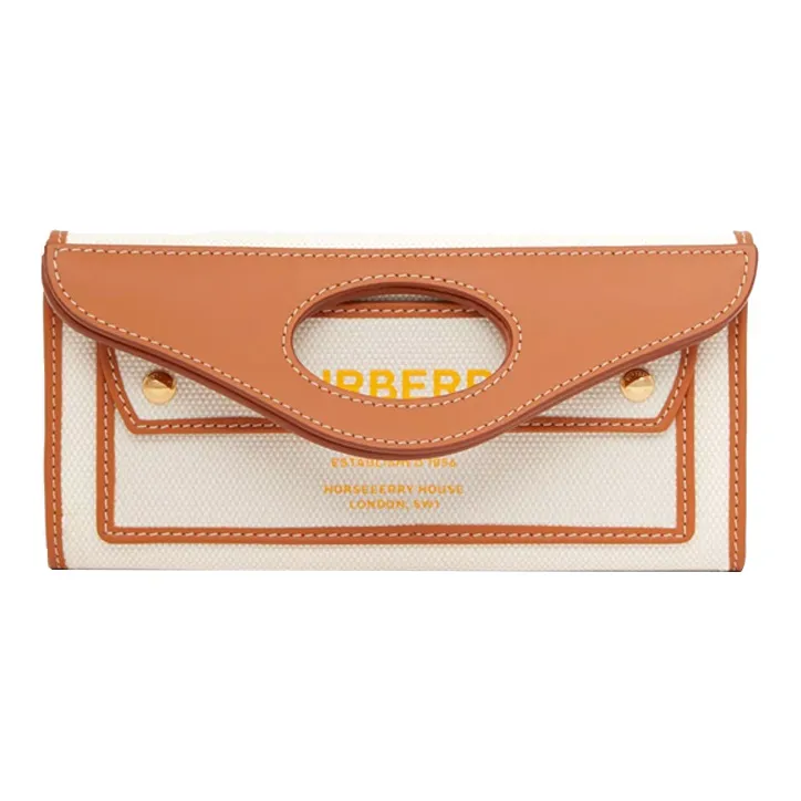 Burberry Canvas With Leather Clutch Mini Women's Deep Amber-1