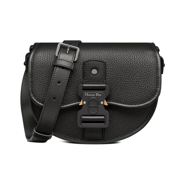 DIOR Grained Calfskin Messenger Bag, Shoulder Bag, Crossbody Bag Men's Black-0
