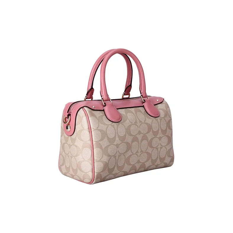 COACH Bennett PVC Boston Bag Handbag Shoulder Bag Crossbody Bag Mini Women's Light Khaki/Cherry Blossom Pink-1