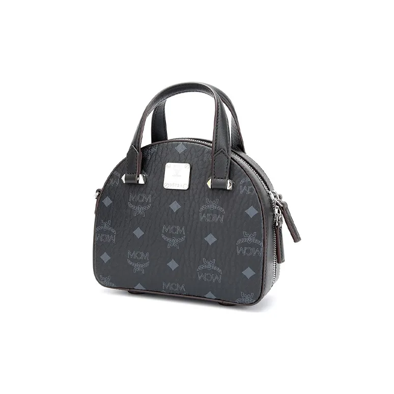MCM Essential Visetos Origina Leather Crescent Bag, Crossbody Bag, One Shoulder Handbag Mini Women's Black-1