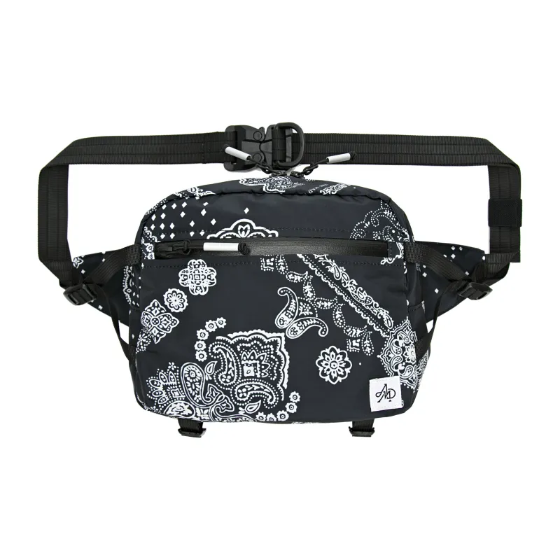 The MAD HATcher Polyester Casual Print Shoulder Bag Crossbody Bag Fanny Pack Small Size Unisex Black/Navy Blue/Purple-1