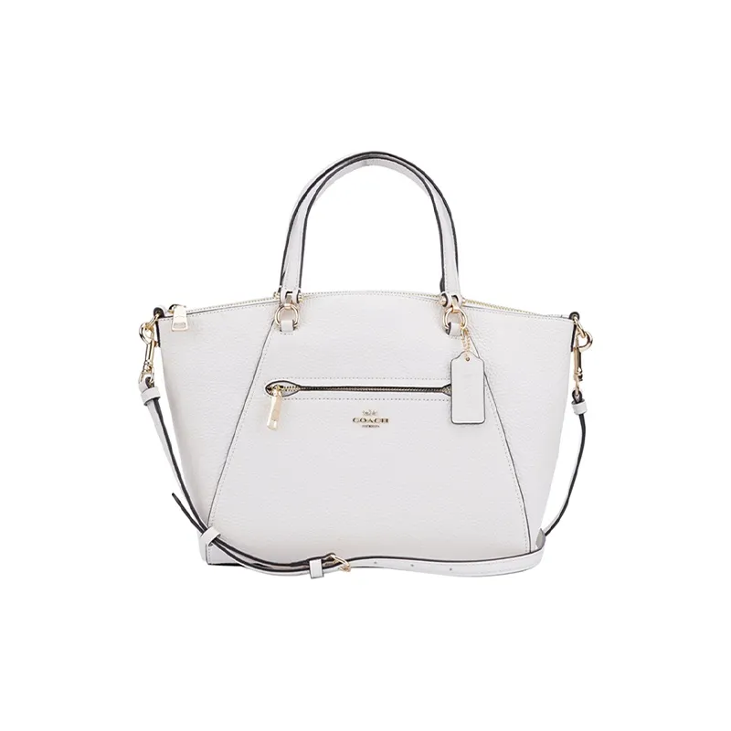 COACH Prairie Leather Dumpling Bag, Portable Crossbody Bag, Shoulder Bag Medium Size Women's White-0