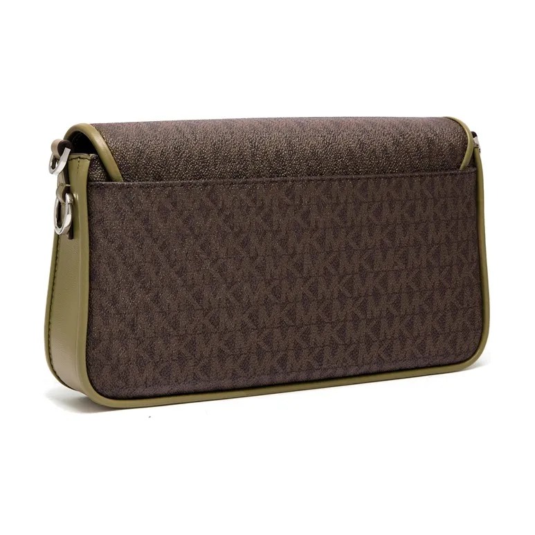 MICHAEL KORS MK Artificial Leather Baguette Shoulder Bag Women's Olive Green Brown Multicolor-2