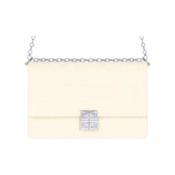 GIVENCHY 4G Cow Leather Shoulder Bag Crossbody Bag Medium Size Women's Ivory White