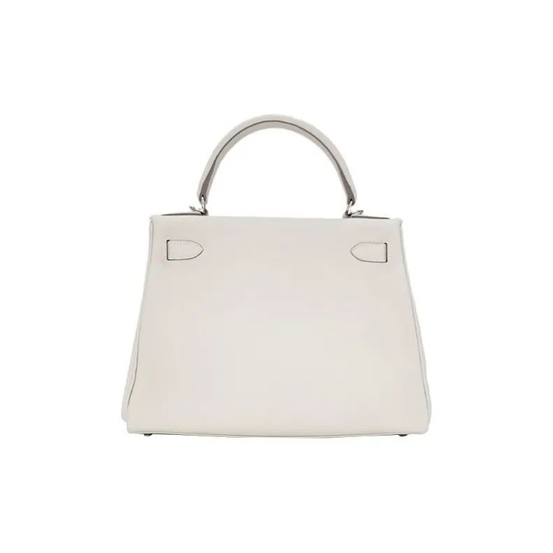 HERMES Kelly Togo Calfskin Handbag Women's 10 Craie Milkshake White-3