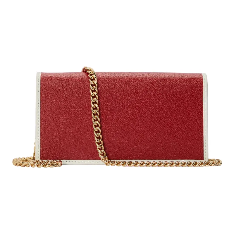 GUCCI Leather Shoulder Bag Women's Red-3