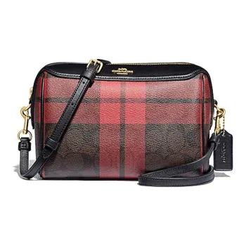 COACH Bennett Monogram Canvas With Leather Crossbody Bag Shoulder Bag Women's Red Black Multicolor