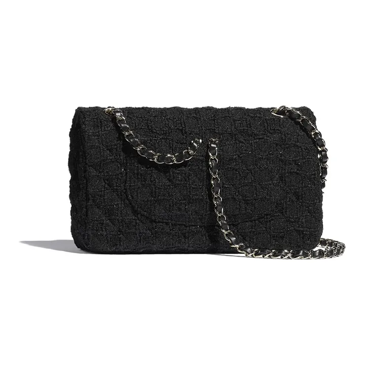 CHANEL Classic Flap CF Tweed Shoulder Bag, Crossbody Bag Mini Women's Black-1