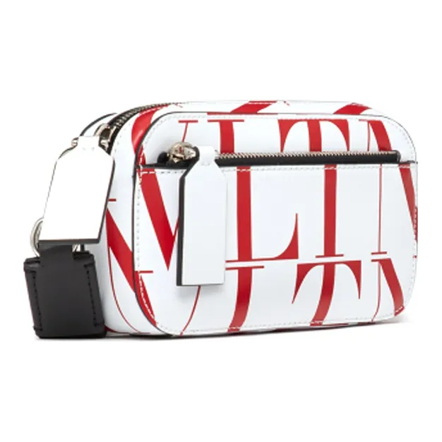 Valentino VLTNTIMES Cow Leather Shoulder Bag Crossbody Bag Small Size Men's White/Red-1