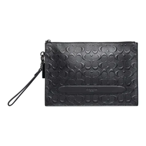 COACH Pouch Leather Document Bag, Briefcase, Wrist Bag, Clutch, Handbag Tubas Men's Black