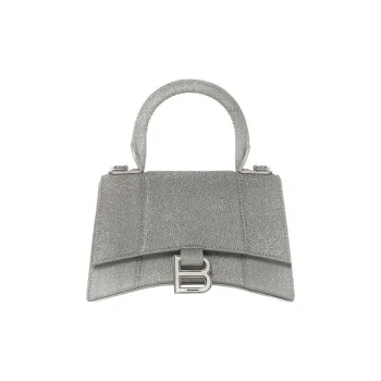 Balenciaga Hourglass Top Handle Bag Xs Sparking Material Gray