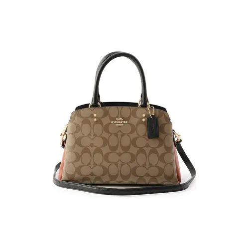 COACH Lillie Canvas With Leather Handbag, Shoulder Bag, Crossbody Bag Mini Women's Light Brown