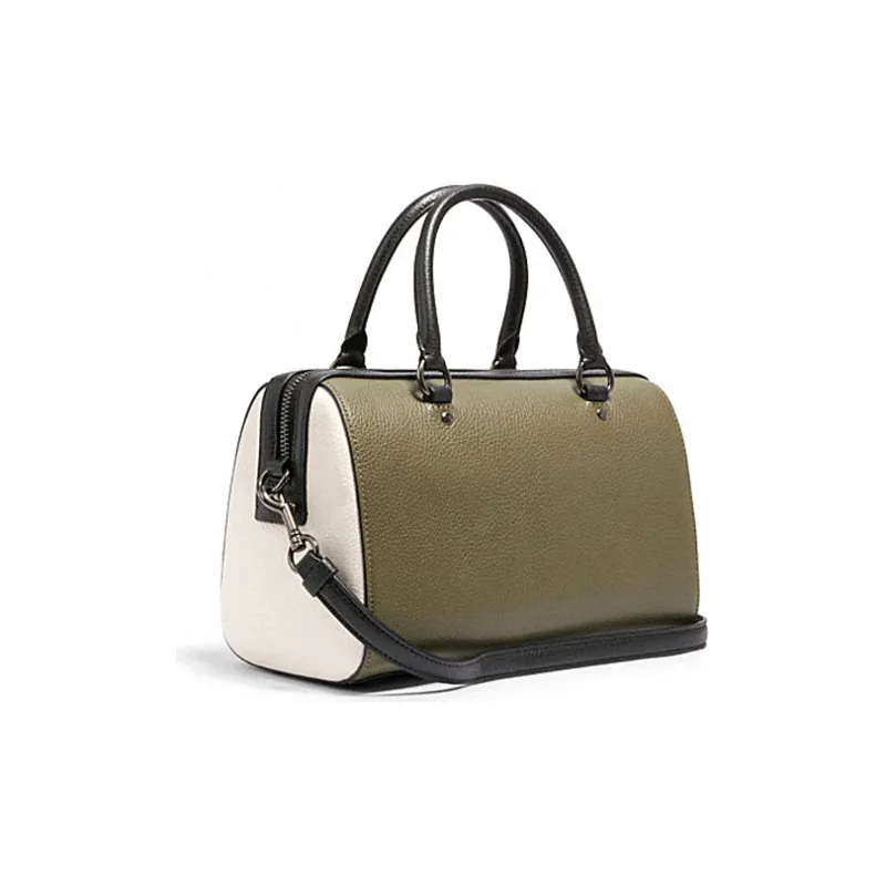 COACH Rowan Leather Boston Bag Handbag Shoulder Bag Crossbody Bag Regular Women's Black Green-1