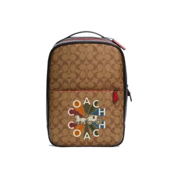 COACH Westway Canvas With Leather Backpack Tubas Unisex Khaki