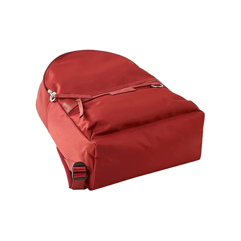 LONGCHAMP Le Pliage Satin With Beaded Leather Backpack Medium Size Women's Red-3