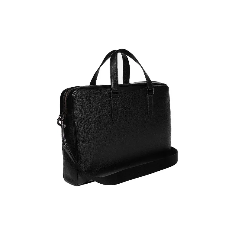 COACH Graham Pebbled Leather Handbag, Shoulder Bag, Crossbody Bag, Laptop Bag, Briefcase Large Size Men's Black-2
