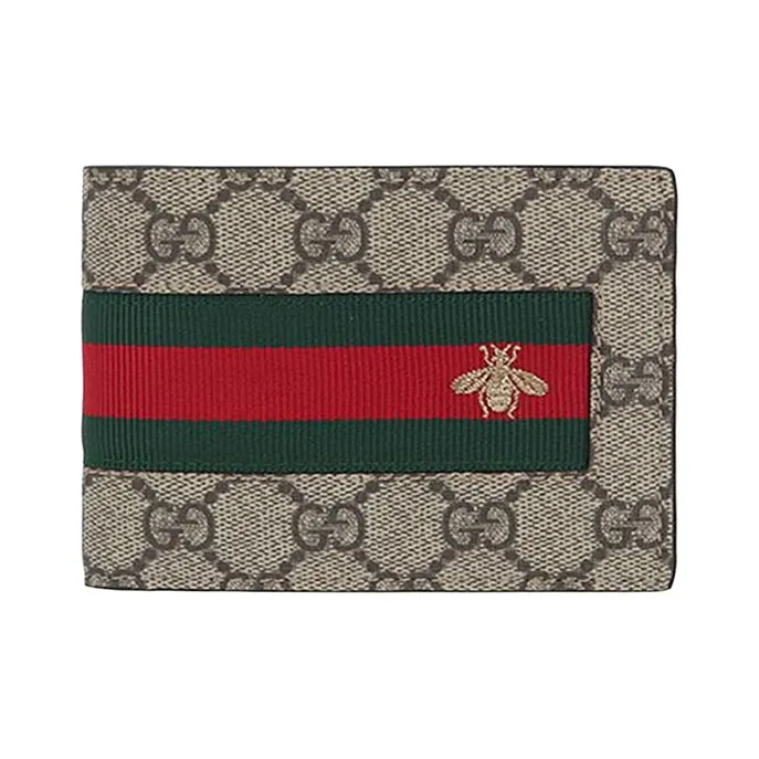 GUCCI Canvas With Leather Wallet Men's Ebony/Brown/Beige-0