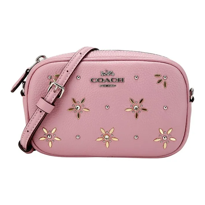 COACH Leather Box Bag, Shoulder Bag, Crossbody Bag Trumpets Women's Rose Pink Red-0