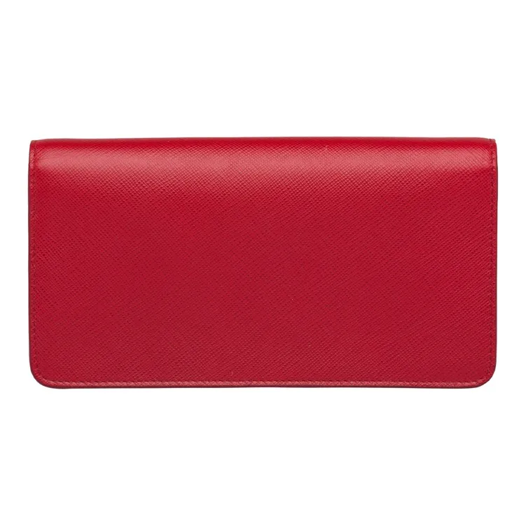 PRADA Cow Leather Clutch Mini Women's Red-2