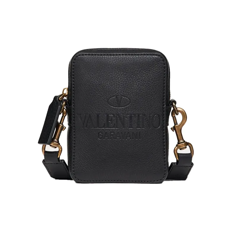 Valentino Leather Crossbody Bag, Shoulder Bag Men's Black-0