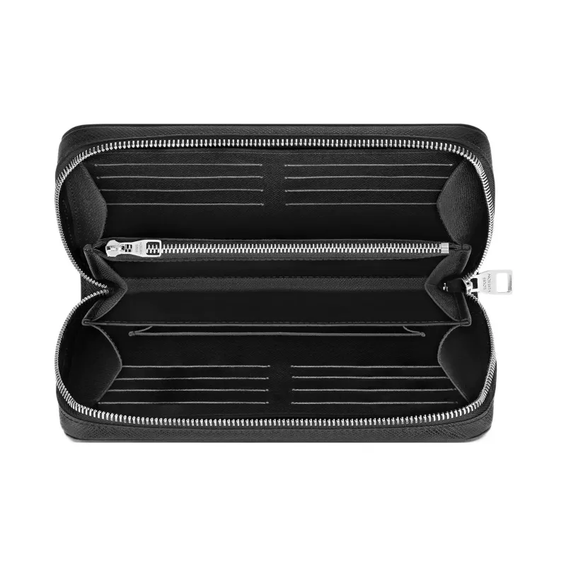 LOUIS VUITTON Zippy Taiga Leather With Cow Leather Wallet Men's Black-2