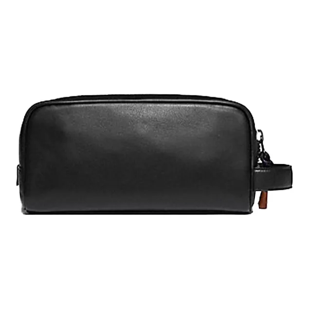 COACH Travel Kit Leather Clutch Makeup Bag Medium Size Unisex Black-1