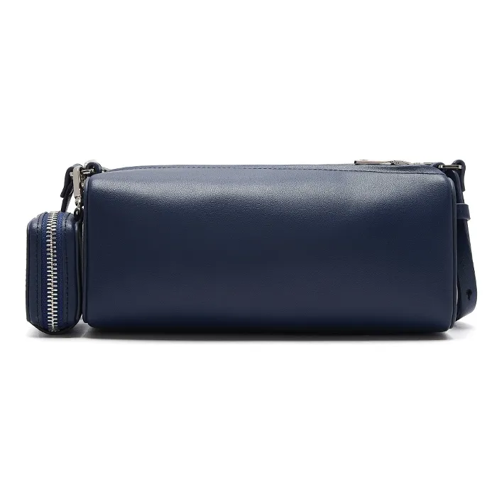 JESSIE&JANE Cow Leather Combo Bag Street Bag Earphone Case Coin Purse Shoulder Bag Medium Size Women's Black/White/Blue-5