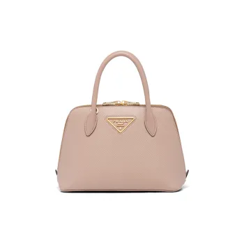 PRADA Leather Dome Bag, One Shoulder Handbag Women's Nude Pink