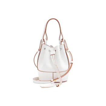 LOEWE Balloon Nappa Cow Leather Bucket Bag Handbag Shoulder Bag Crossbody Bag Mini Women's Cotton White