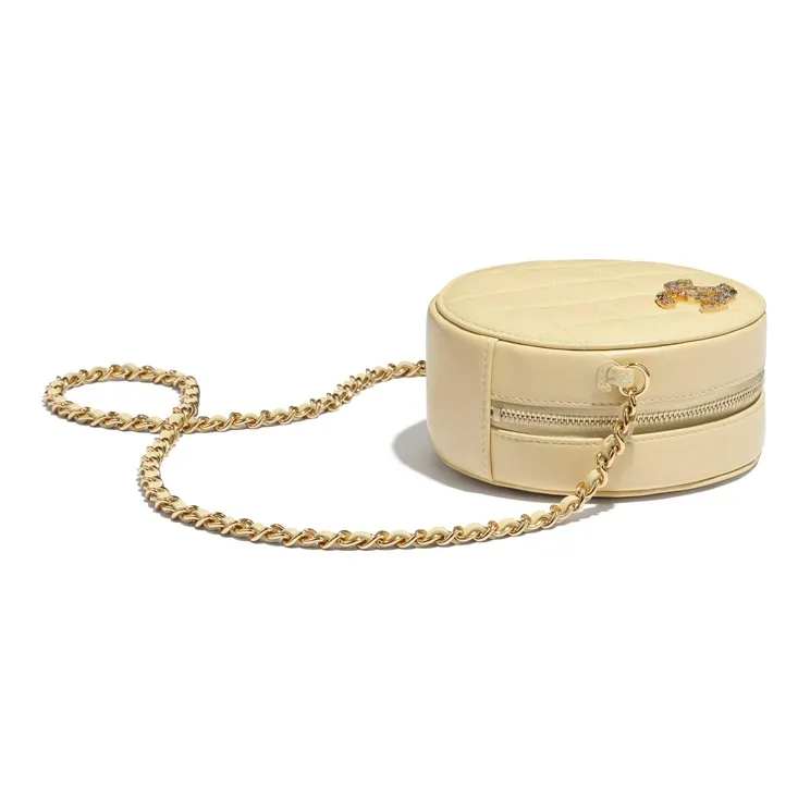 CHANEL 19Bag Lambskin Round Bag, Crossbody Bag, Shoulder Bag Women's Yellow-2