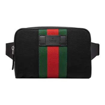 GUCCI Canvas Bag, Small Square Bag, Sling Bag, Fanny Pack Men's Black