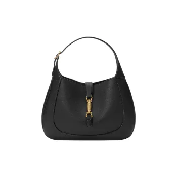 GUCCI Jackie 1961 Leather Crescent Shoulder Bag Shoulder Bag Medium Size Women's Black