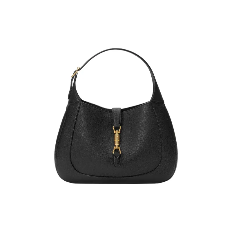 GUCCI Jackie 1961 Leather Crescent Shoulder Bag Shoulder Bag Medium Size Women's Black-0