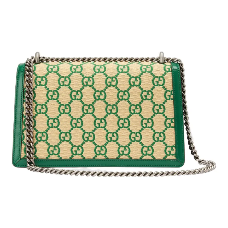 GUCCI Dionysus Leather Shoulder Bag Crossbody Bag Small Size Women's Emerald Green/Apricot Cream-1