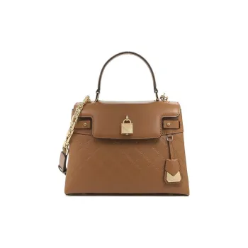 MICHAEL KORS Gramercy Leather Lockhead Crossbody Handbag Medium Size Women's Brown
