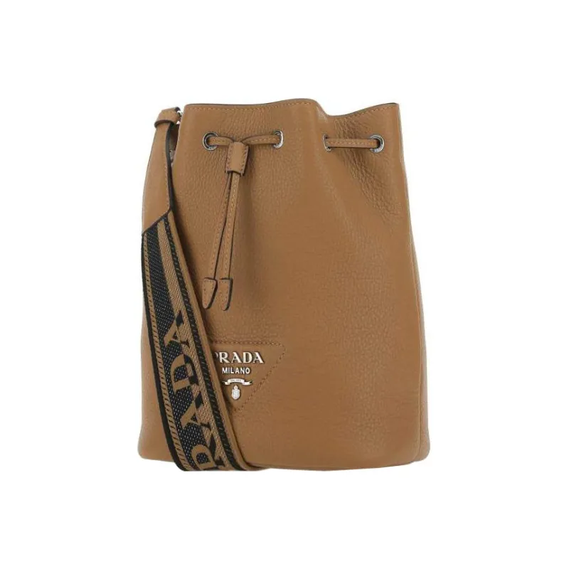 PRADA Leather Bucket Bags Shoulder Bag Crossbody Bag Women's Brown-1